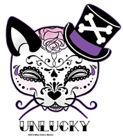 sugar skull unlucky cat window sticker