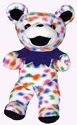 Peggy O grateful dead bean bear liquid blue 7 inch plush colored confetti spots