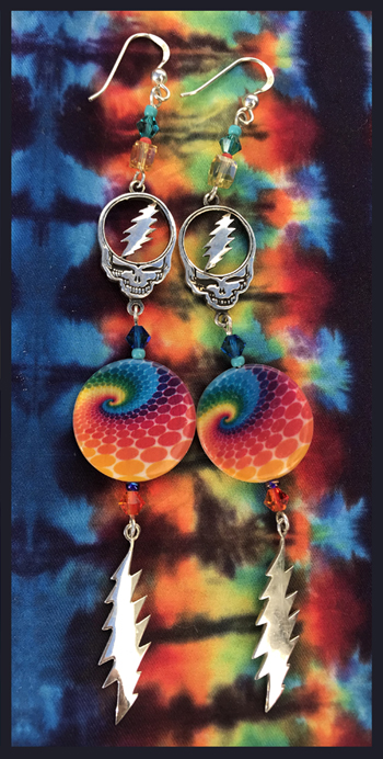 tie dys shell stealie earrings 