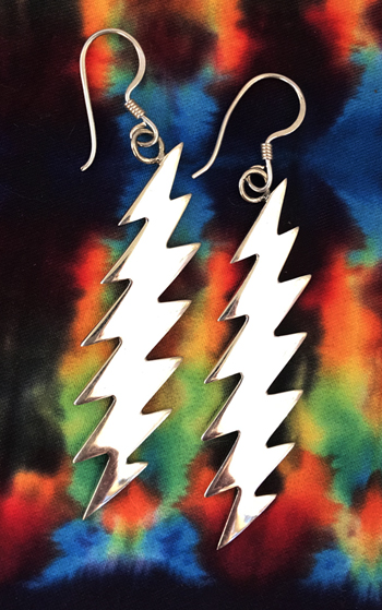 large lightning bolt sterling silver earrings