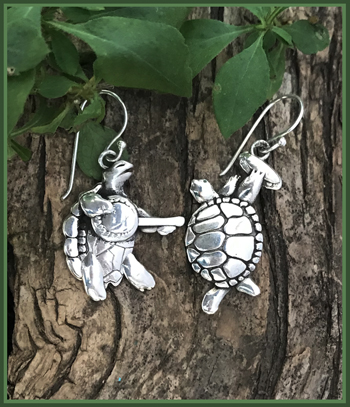 large sterling silver terrapin earrings