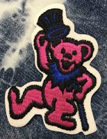 pink bear in tophat patch