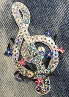 holographic sequin treble clef patch